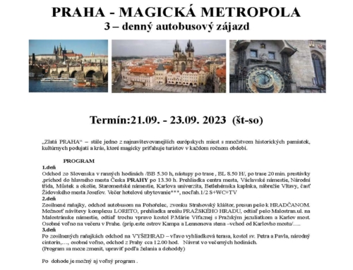 PRAHA – MAGICKÁ METROPOLA 3 – denný autobusový zájazd